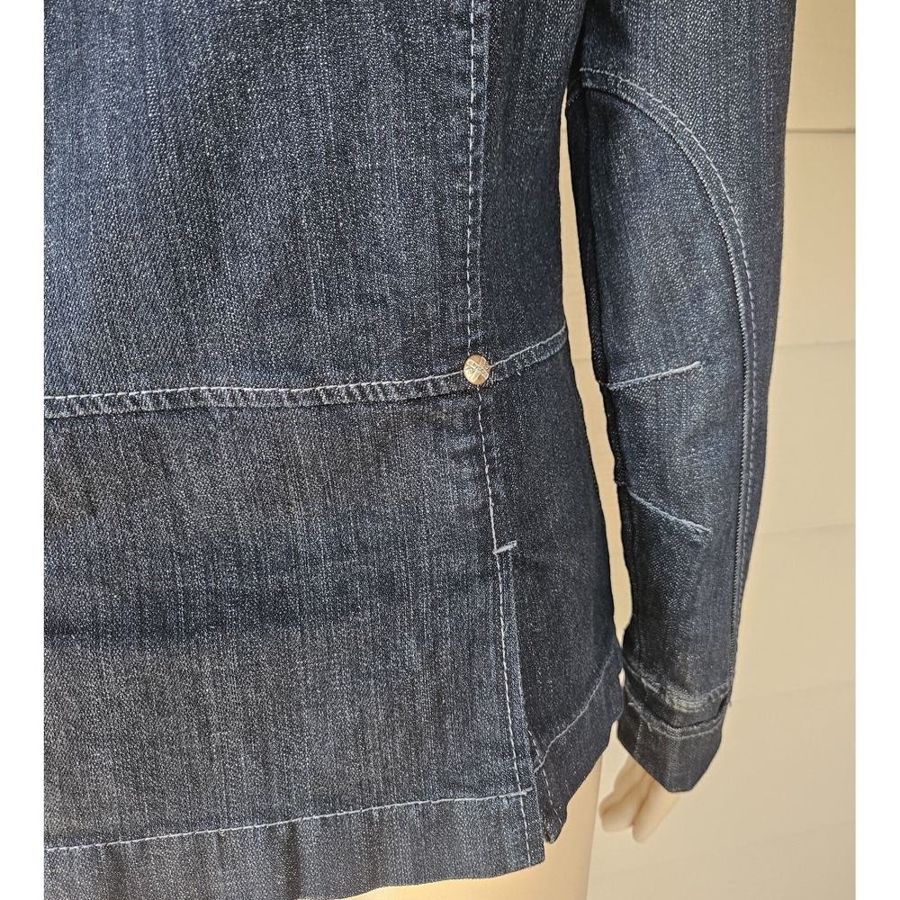 Blue Sista by DiDi Dark Blue Denim Jacket Blazer w/Side Pockets Sz M Slim Fit - Picture 5 of 12